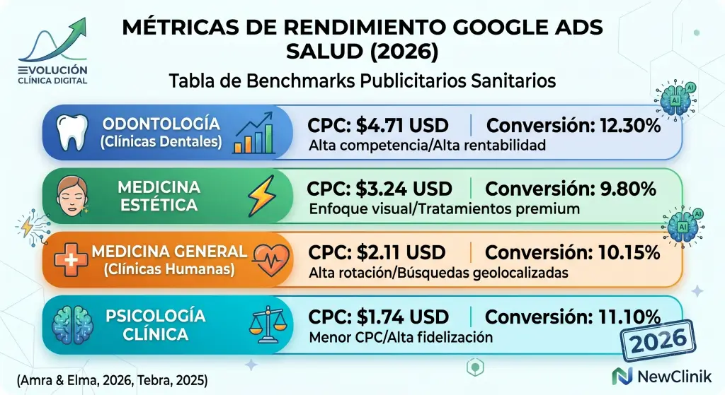cpc roi capanas google ads medicos 2026