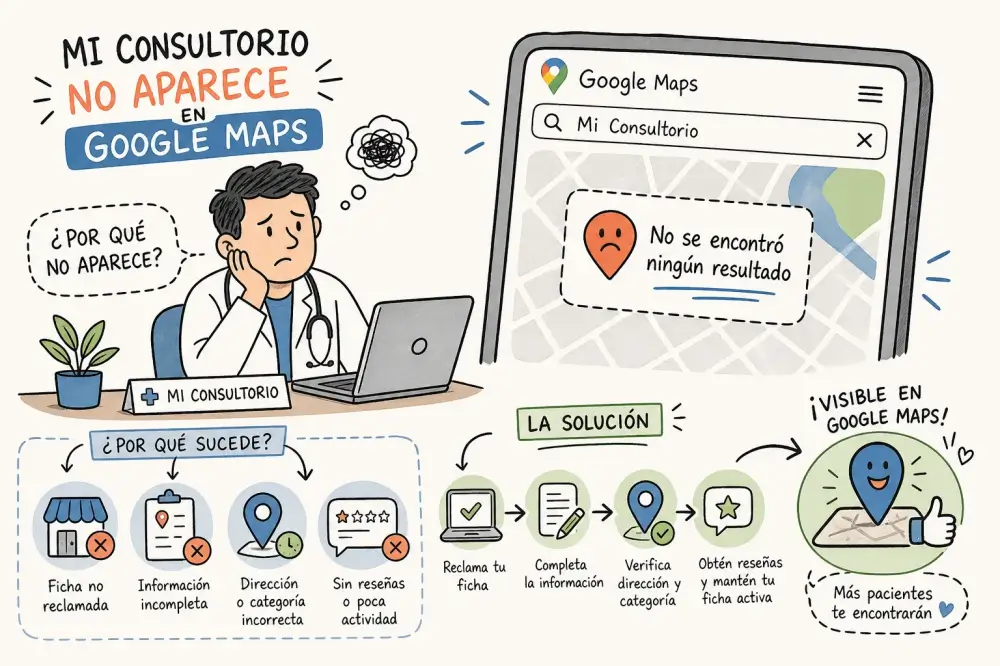 mi consultorio no aparece en google maps causas y solucion