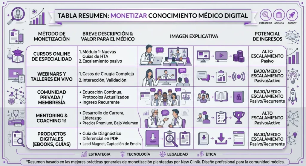monetizar conocimientos medicos cursos digitales