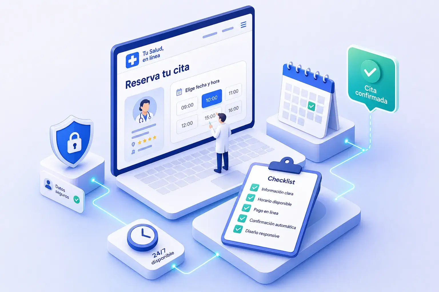 sitio web medico checklist para aceptar reservas en linea